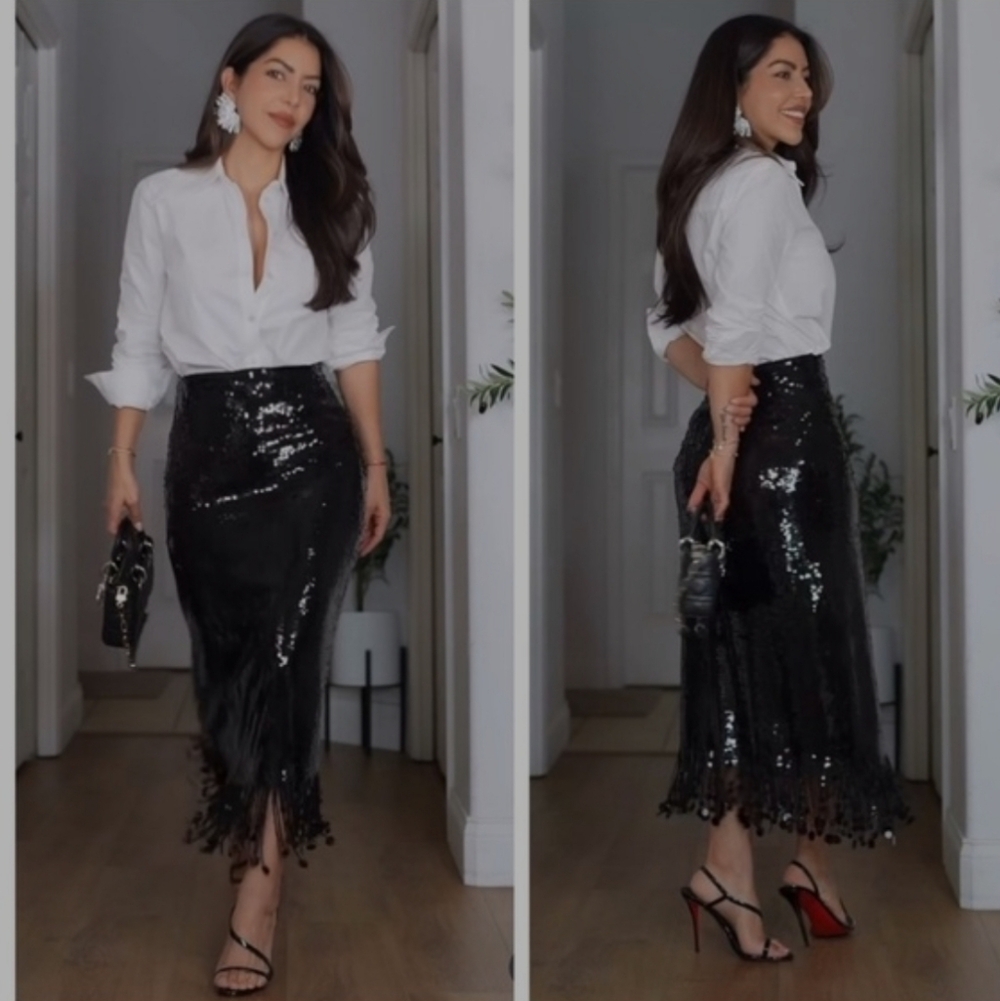 ZARA ZW COLLECTION BLACK SEQUINS SKIRT ❤️❤️❤️